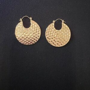 Gold Hammered Disc Earrings